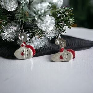 Santa Face Holiday Stud Earrings, Good/Fair Condition